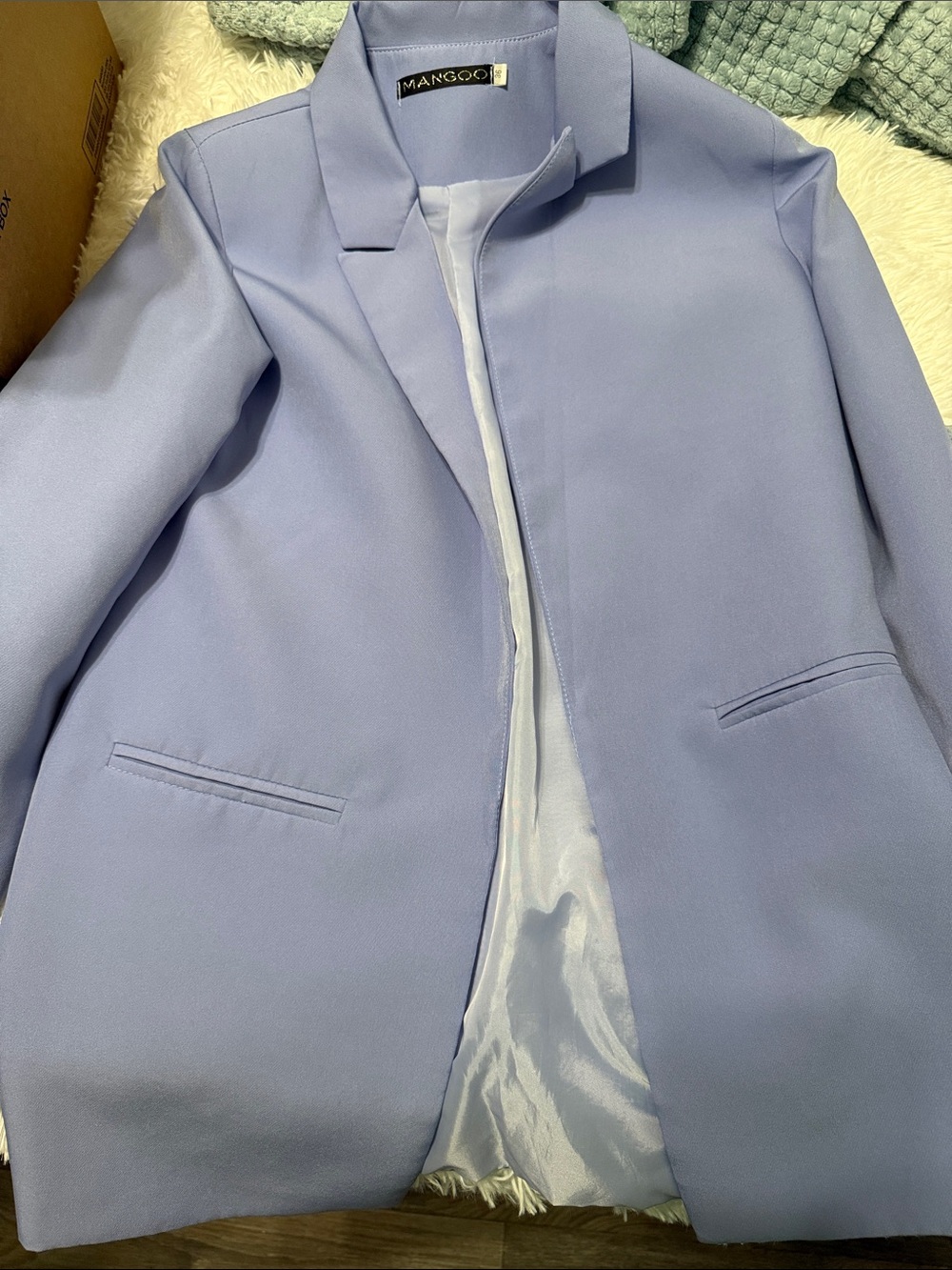 Mango Light Lavender Single-Breasted Blazer
